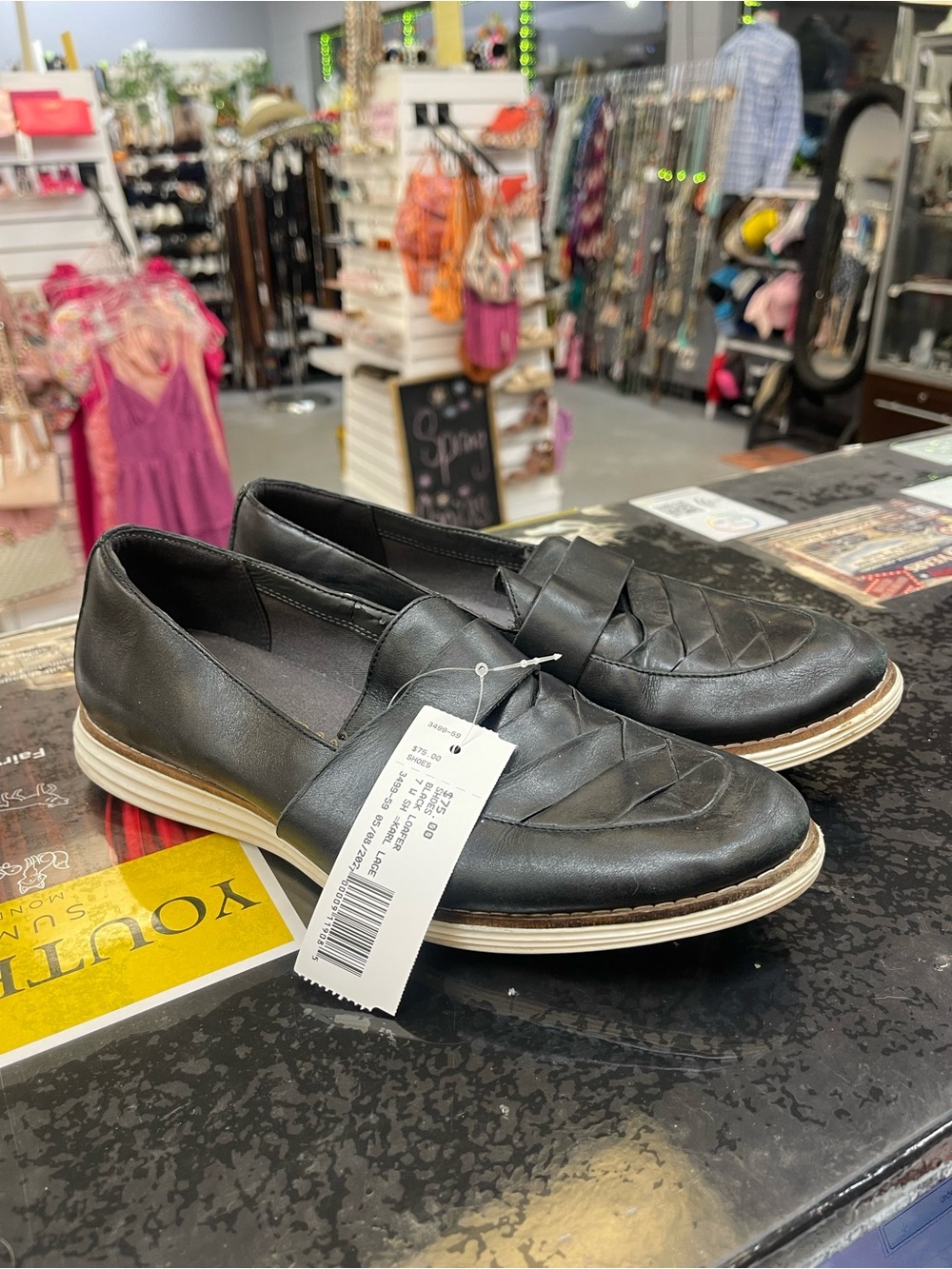 Karl Lagerfeld Black Woven Slip-On Loafers with White Trim